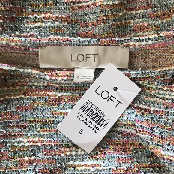 LOFT | Top Size Small Multicolor Textured Puff Sleeve NWT - Picture 4 of 5